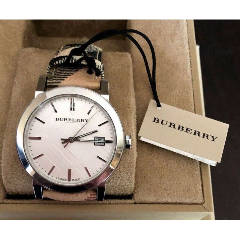 Burberry The City Silver Dial Brown Leather Strap Watch for Women - BU9025