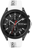 Hugo Boss 1513718 Velocity Men's Watch β Black Dial & White Rubber Strap