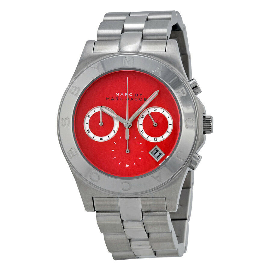 Marc Jacobs Blade Orange Dial Silver Steel Strap Watch for Women - MBM3306