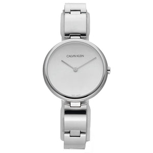 Calvin Klein Wavy Silver Dial Silver Steel Strap Watch for Women - K9U23146