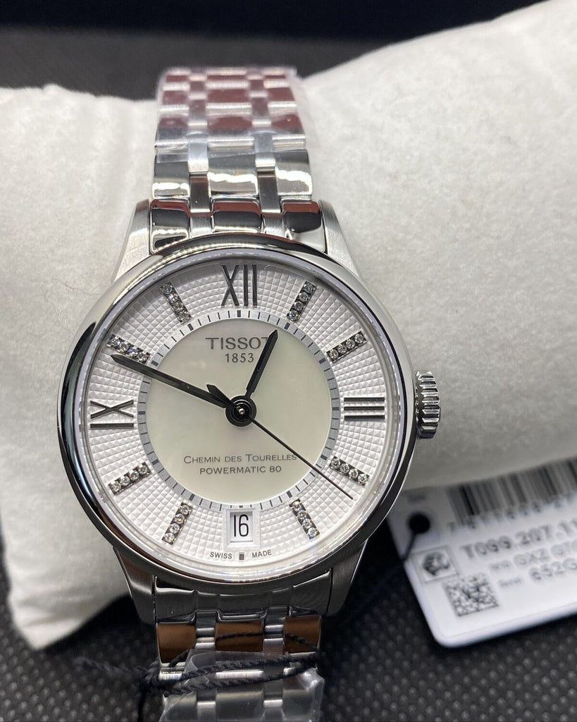 Tissot Chemin Des Tourelles Powermatic 80 Helvetic Silver Dial Silver Steel Strap Watch For Women - T099.207.11.116.00