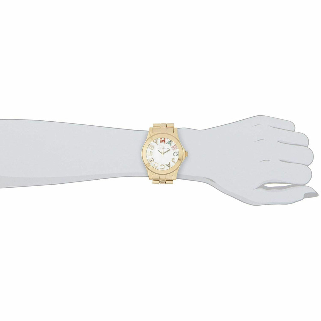 Marc Jacobs Rivera White Dial Gold Steel Strap Watch for Women - MBM3137