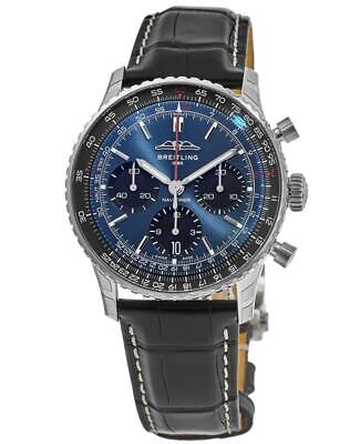 Breitling Navitimer B01 Chronograph 41 Blue Dial Black Leather Strap Watch for Men - AB0139241C1P1