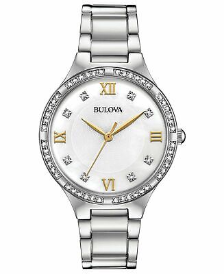 Bulova Crystal Collection Mother of Pearl Dial Silver Steel Strap Watch for Women - 96L263