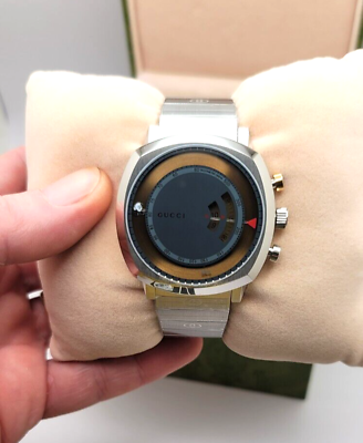 Gucci Grip Chronograph Disney Black Dial Silver Steel Strap Watch For Men - YA157307