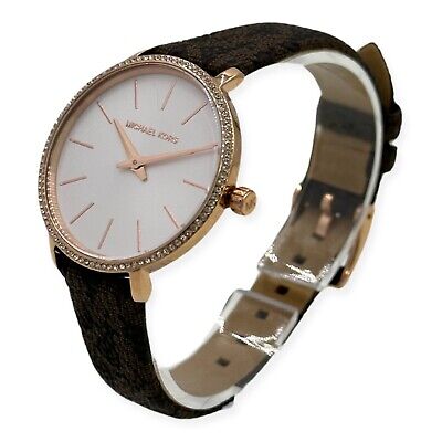 Michael Kors Pyper Quartz Silver Dial Brown Leather Strap Watch for Women - MK1036