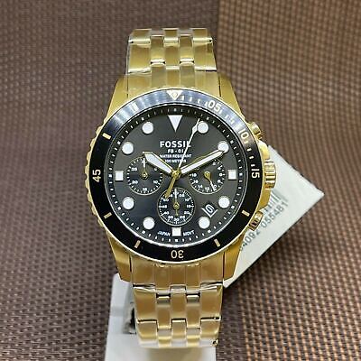 Fossil FS5836 FB-01 Chronograph Men’s Watch – Black Dial with Gold Steel Strap