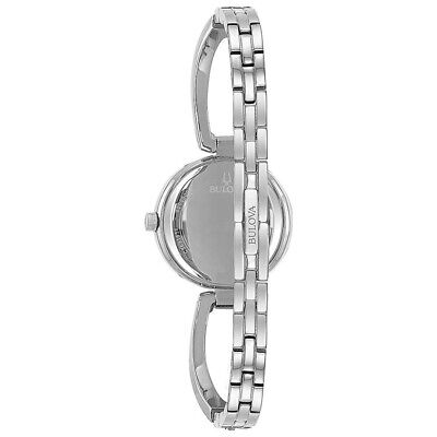 Bulova Crystal Black Mother of Pearl Dial Silver Steel Strap Watch for Women - 96L224