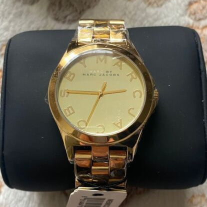 Marc Jacobs Henry Gold Dial Gold Steel Strap Watch for Women - MBM3211