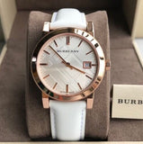 Burberry The City White Dial White Leather Strap Watch for Women - BU9108