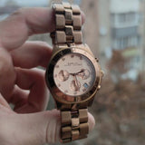 Marc Jacobs Blade Chronograph Rose Gold Dial Rose Gold Steel Strap Watch for Women - MBM3102