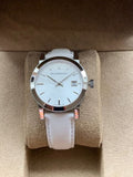 Burberry The City White Dial White Leather Strap Watch for Women - BU9128