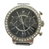 Swarovski Citra Sphere Chronograph Black Dial Black Leather Strap Watch for Women - 5027131