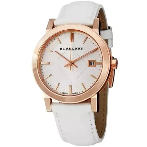 Burberry The City White Dial White Leather Strap Watch for Women - BU9108