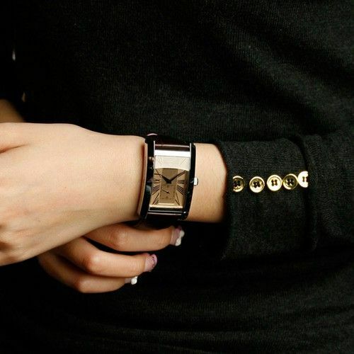 Emporio Armani Classic Beige Dial Brown Leather Strap Watch For Men - AR0154