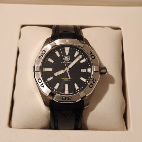 Tag Heuer Aquaracer Quartz Black Dial Black Rubber Strap Watch for Men -  WBD1110.FT8021