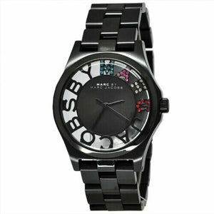 Marc Jacobs Henry Skeleton Black Dial Black Steel Strap Watch for Women - MBM3265