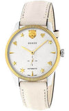 Gucci YA126348 G-Timeless Automatic Men's Watch – Silver Dial & Beige Leather Strap