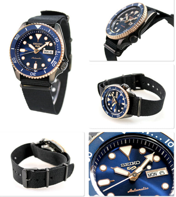 Seiko 5 Sports SBSA098 Automatic Men's Watch – Blue Dial & Black NATO Strap