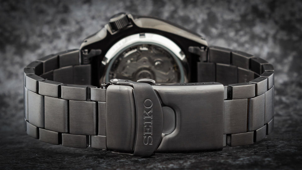 Seiko 5 Sports Automatic Black Dial Black Steel Strap Watch For Men - SRPD65K1