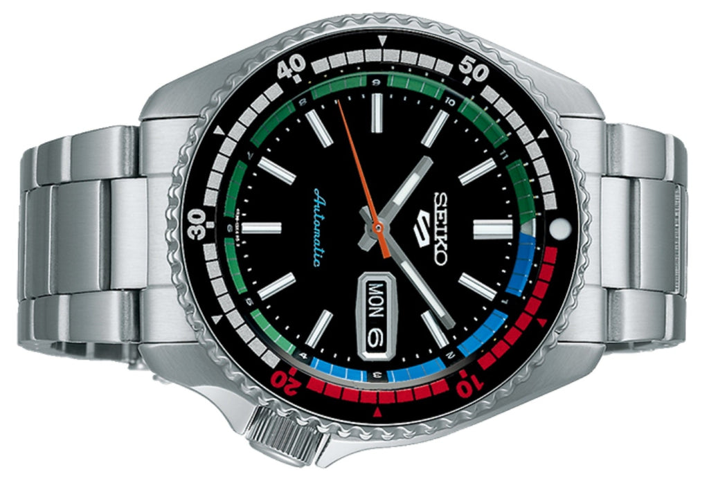 Seiko 5 Sports SKX Series Regatta Timer Retro Blue Dial Silver Steel Strap Watch For Men - SRPK13K1