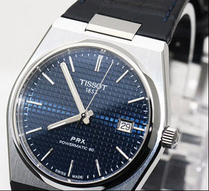 Tissot PRX Powermatic 80 Blue Dial Blue Leather Strap Watch for Men - T137.407.16.041.00