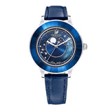 Swarovski Octea Lux Moon Crystal Blue Dial Blue Leather Strap Watch for Women - 5516305