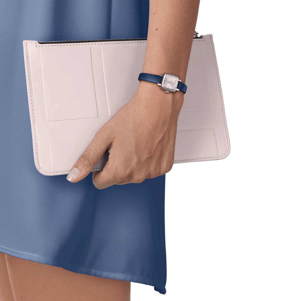 Tissot Lovely Square Silver Dial Blue Leather Strap Watch For Women - T058.109.16.031.00