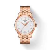 Tissot T Classic Tradition Lady White Dial Rose Gold Steel Strap Watch for Women - T063.210.33.037.00