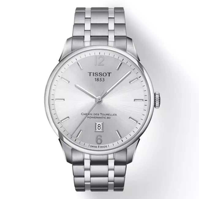 Tissot Chemin Des Tourelles Powermatic 80 Silver Dial Silver Steel Strap Watch For Men - T099.407.11.037.00