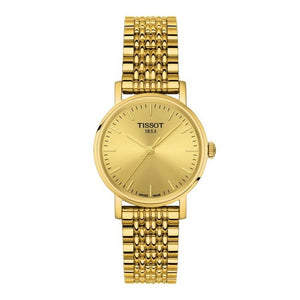 Tissot T Classic Everytime Desire Small Gold Dial Gold Mesh Bracelet Watch For Women - T109.210.33.021.00