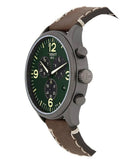Tissot T Sport Chrono XL Green Dial Brown Leather Strap Watch For Men - T116.617.36.097.00