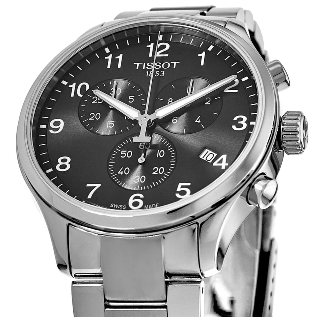 Tissot T Classic Chrono XL Black Dial Silver Steel Strap Watch For Men - T116.617.11.057.01