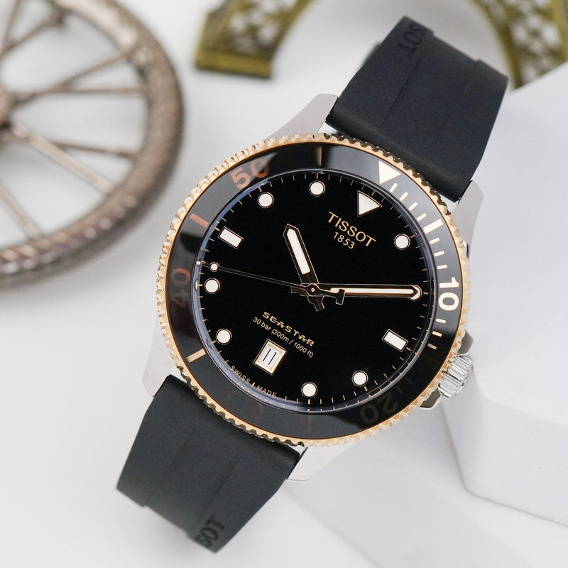 Tissot T120.410.27.051.00 Seastar 1000 Men’s Watch – Black Dial & Black Rubber Strap