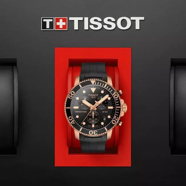 Tissot Seastar 1000 Chronograph Black Dial Black Rubber Strap Watch For Men - T120.417.37.051.00