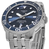 Tissot T Sport Seastar 1000 Powermatic Silicium Blue Dial Silver Steel Strap Watch For Men - T120.407.11.041.01