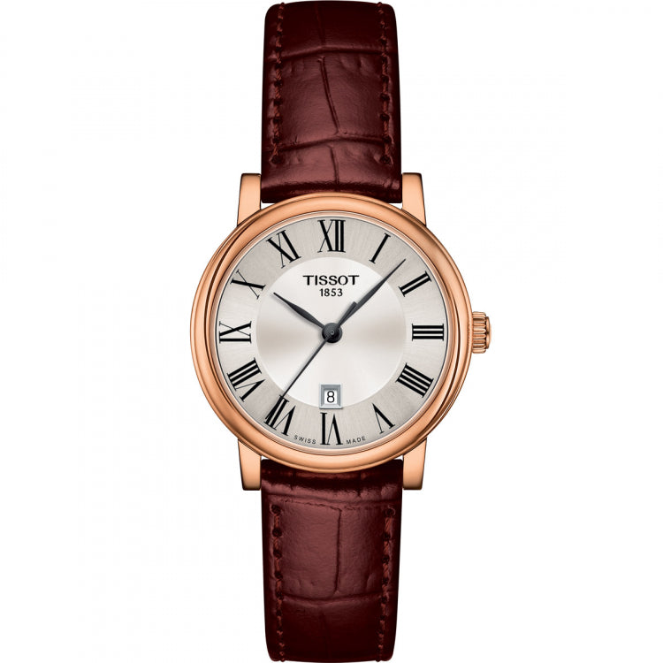 Tissot T Classic Carson Premium White Dial Brown Leather Strap Watch for Women - T122.207.36.033.00
