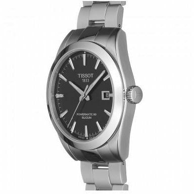 Tissot Gentleman Powermatic 80 Silicium Black Dial Silver Steel Strap Watch For Men - T127.407.11.051.00