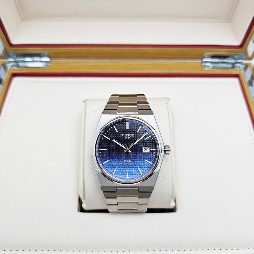 Tissot T137.407.11.051.01 Powermatic 80 Men's Watch – Gradient Blue Dial & Silver Steel Strap