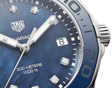 Tag Heuer Aquaracer Diamonds Blue Dial Silver Steel Strap Watch for Women - WAY131L.BA0748