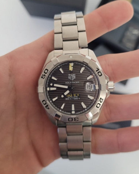 Tag Heuer Aquaracer Calibre 5 Men's Watch WBD2113.BA0928 – Grey Dial with Silver Steel Strap