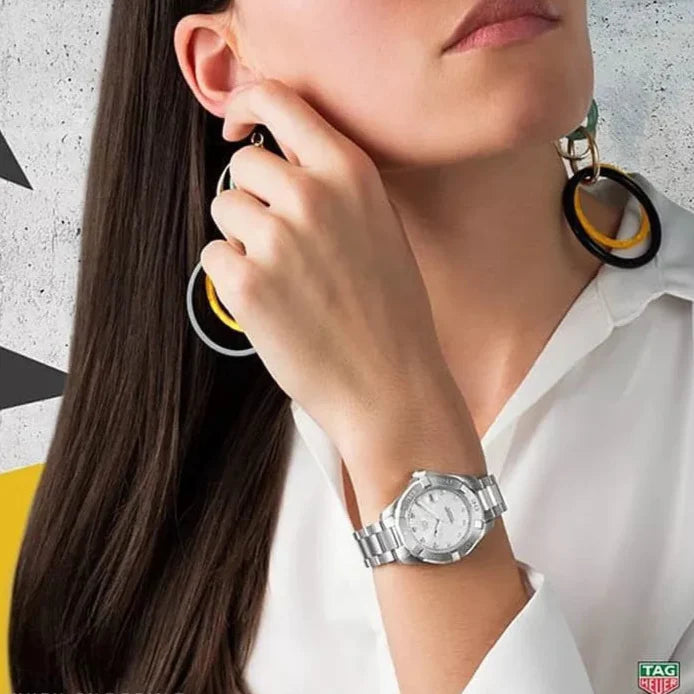 Tag Heuer Aquaracer Diamonds Women's Watch WBD1414.BA0741 – Mother of Pearl Dial with Silver Steel Strap