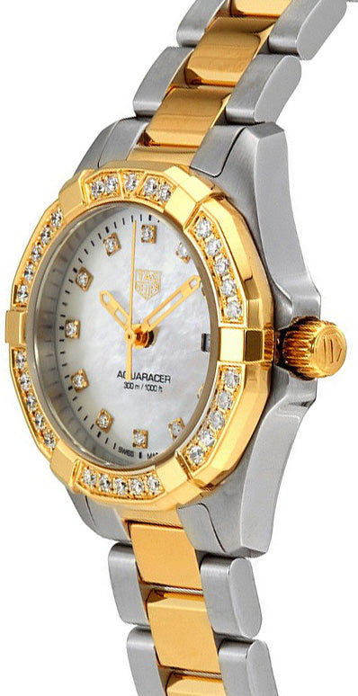 Tag Heuer Aquaracer Quartz Diamonds Mother of Pearl Dial Two Tone Steel Strap Watch for Women - WBD1423.BB0321