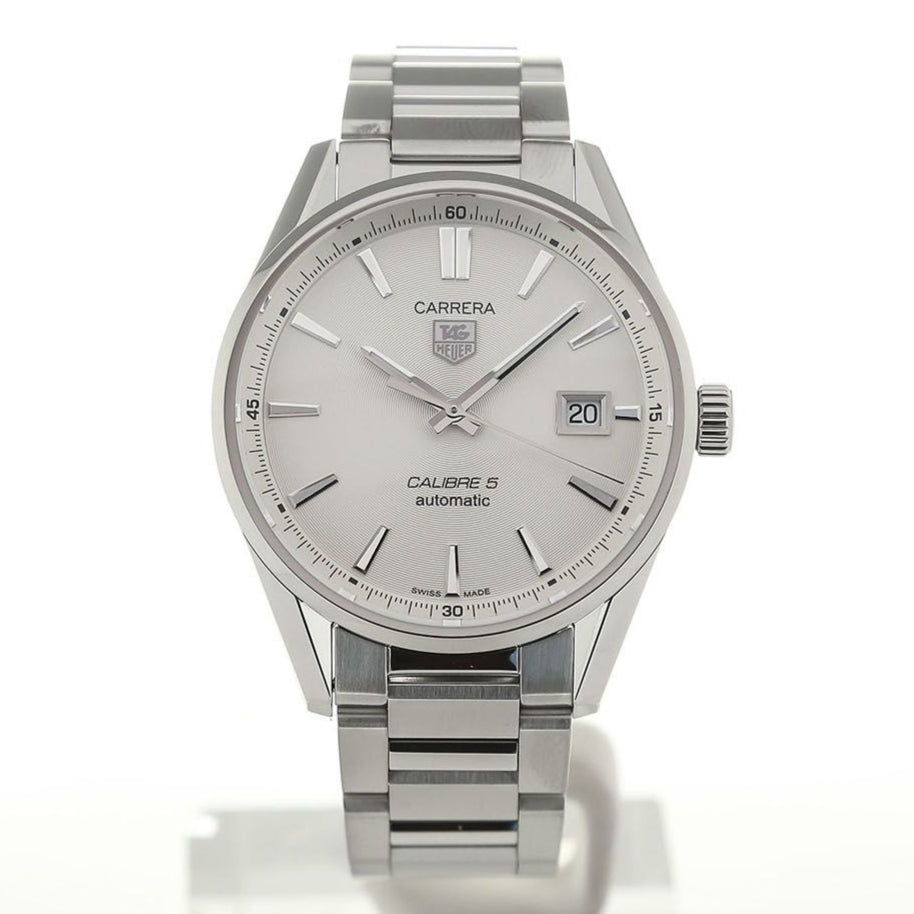 Tag Heuer Carrera Automatic Caliber 5 White Dial Silver Steel Strap Watch for Men - WAR211B.BA0782