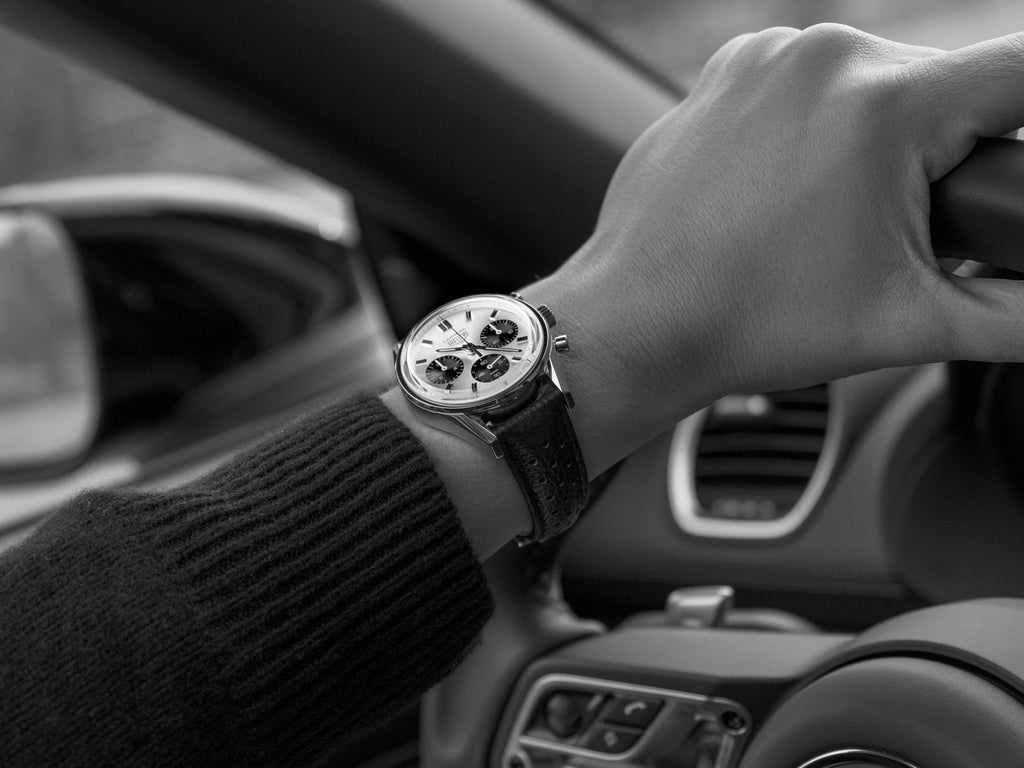 Tag Heuer Carrera Chronograph 60th Anniversary Silver Dial Black Leather Strap Watch for Men - CBK221H.FC8317