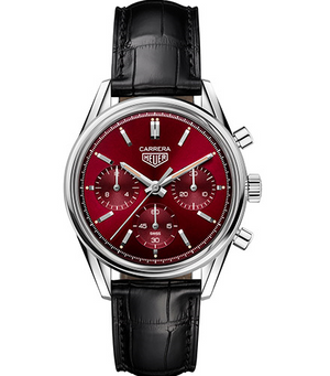Tag Heuer Carrera Automatic Chronograph Red Dial Black Leather Strap Watch for Men - CBK221G.FC6479