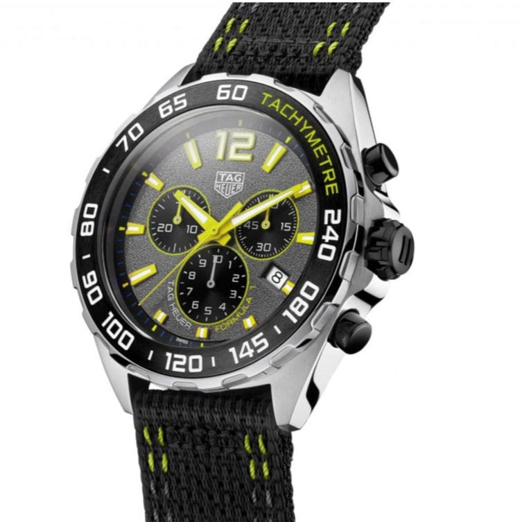 Tag Heuer Formula 1 Chronograph Grey Dial Black Nylon Strap Watch for Men - CAZ101AG.FC8304