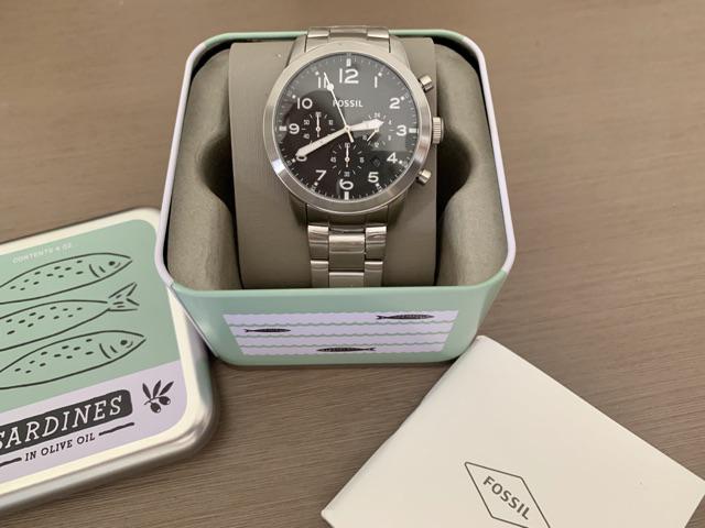 Fossil Pilot Chronograph Black Dial Silver Steel Strap Watch for Men - FS5141