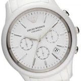 Emporio Armani Ceramica Chronograph White Dial White Strap Watch For Men - AR1453