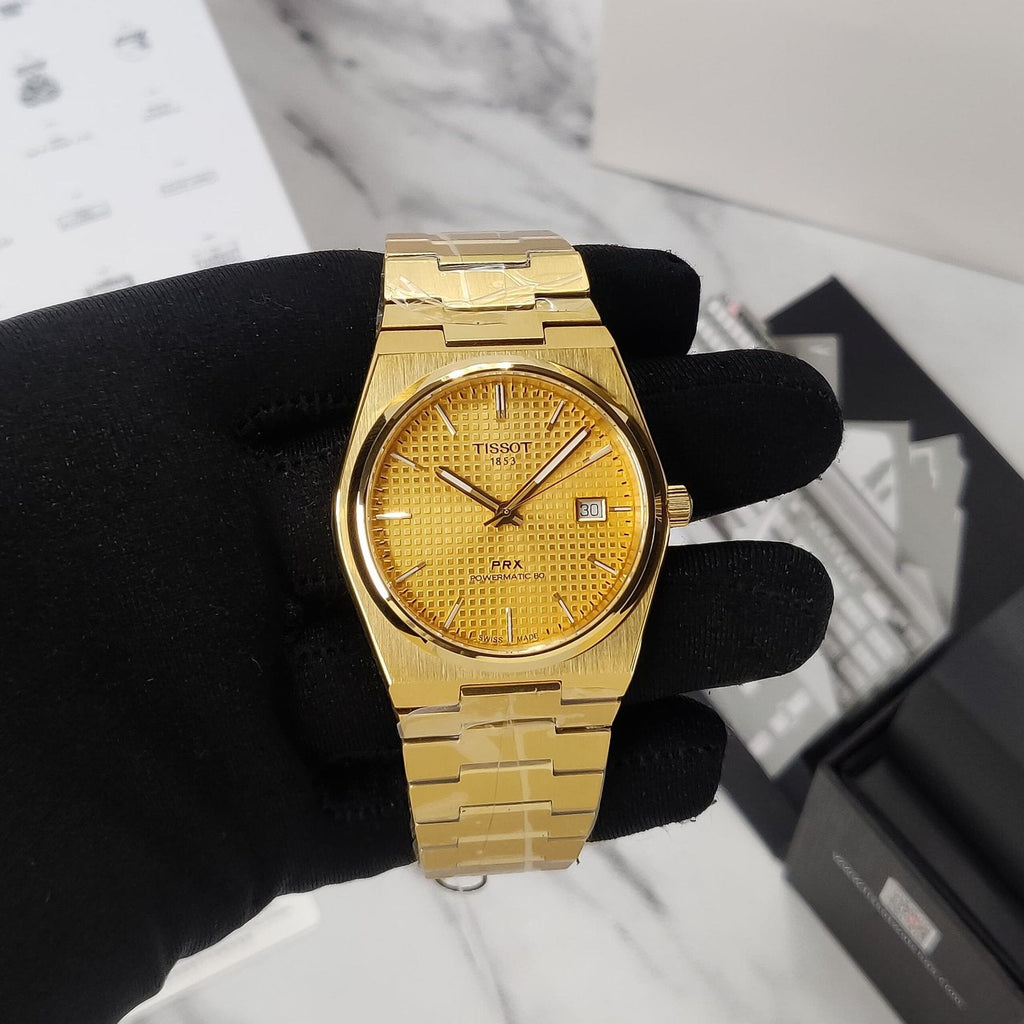 Tissot T137.407.33.021.00 PRX Powermatic 80 Men's Watch – Gold Dial & Gold Steel Strap